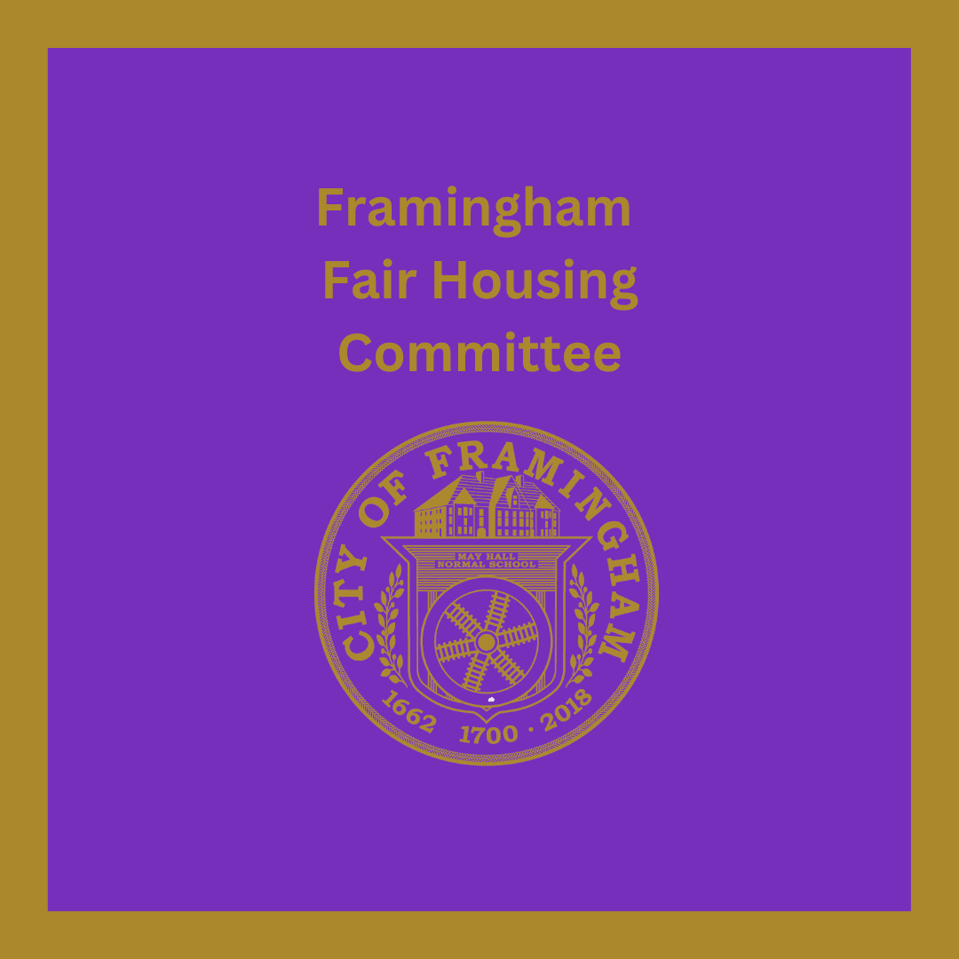 Fair Housing Committee in gold on purple background with city seal
