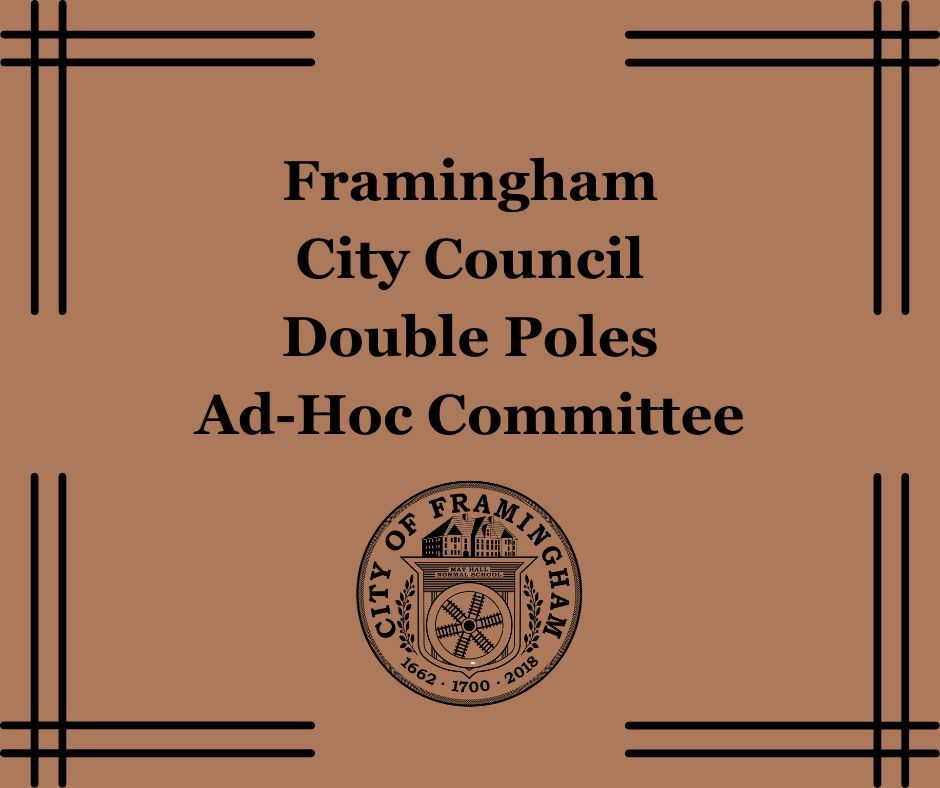 Framingham City Council Double Poles Ad Hoc Committee on brown background with city seal