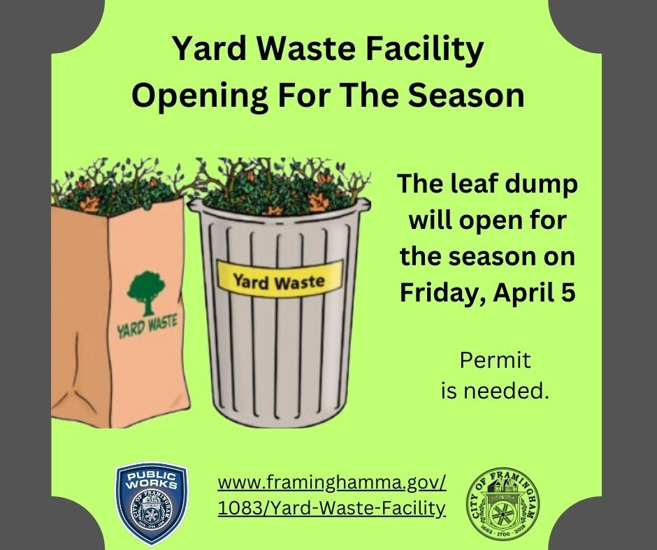 Yard waste facility opens for season on April 5 with pictures of yard waste on green background