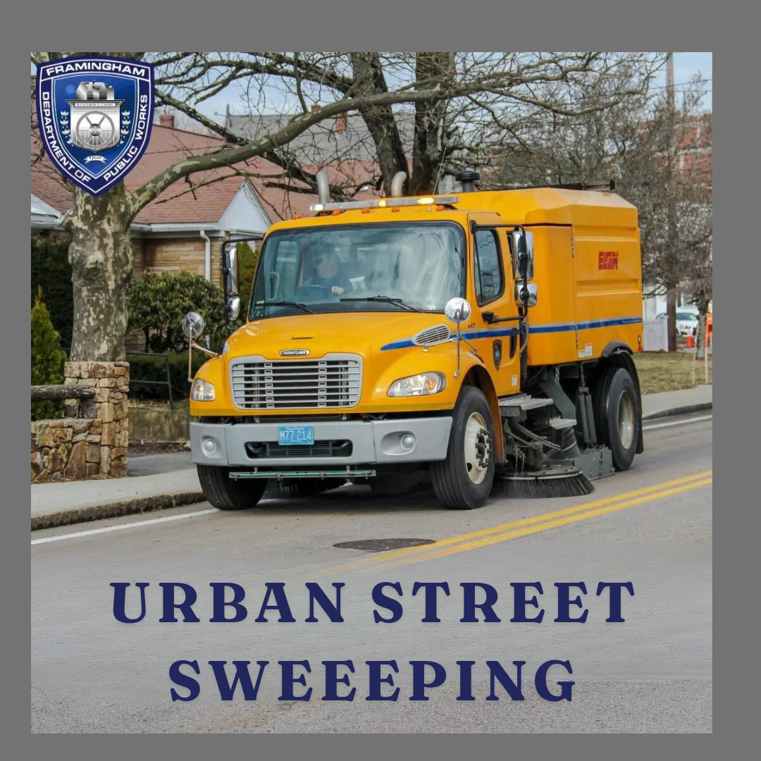 Urban street sweeping 2024  with photo of a DPW truck