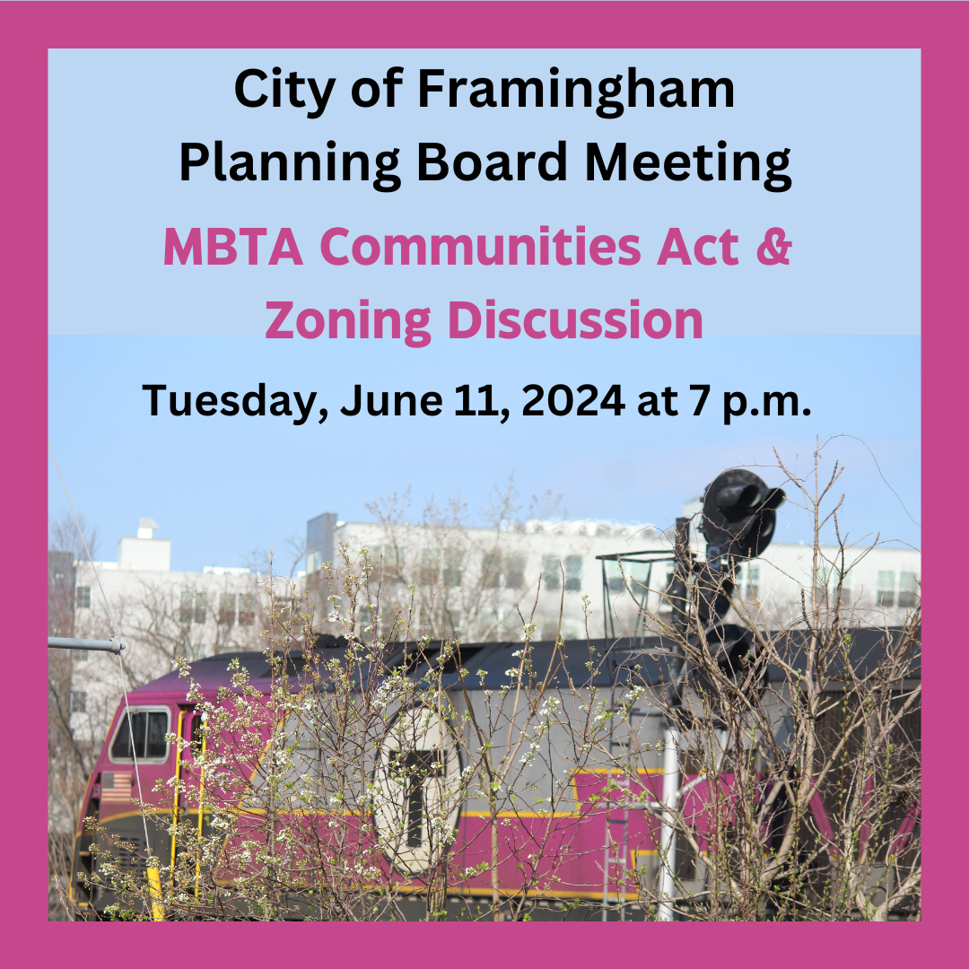 MBTA Planning Board June 11 2024 meeting with photo of a commuter rail train