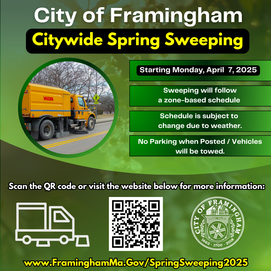 City Wide Street Sweeping starts April 7, 2025 with a QR code on the zones and schedule