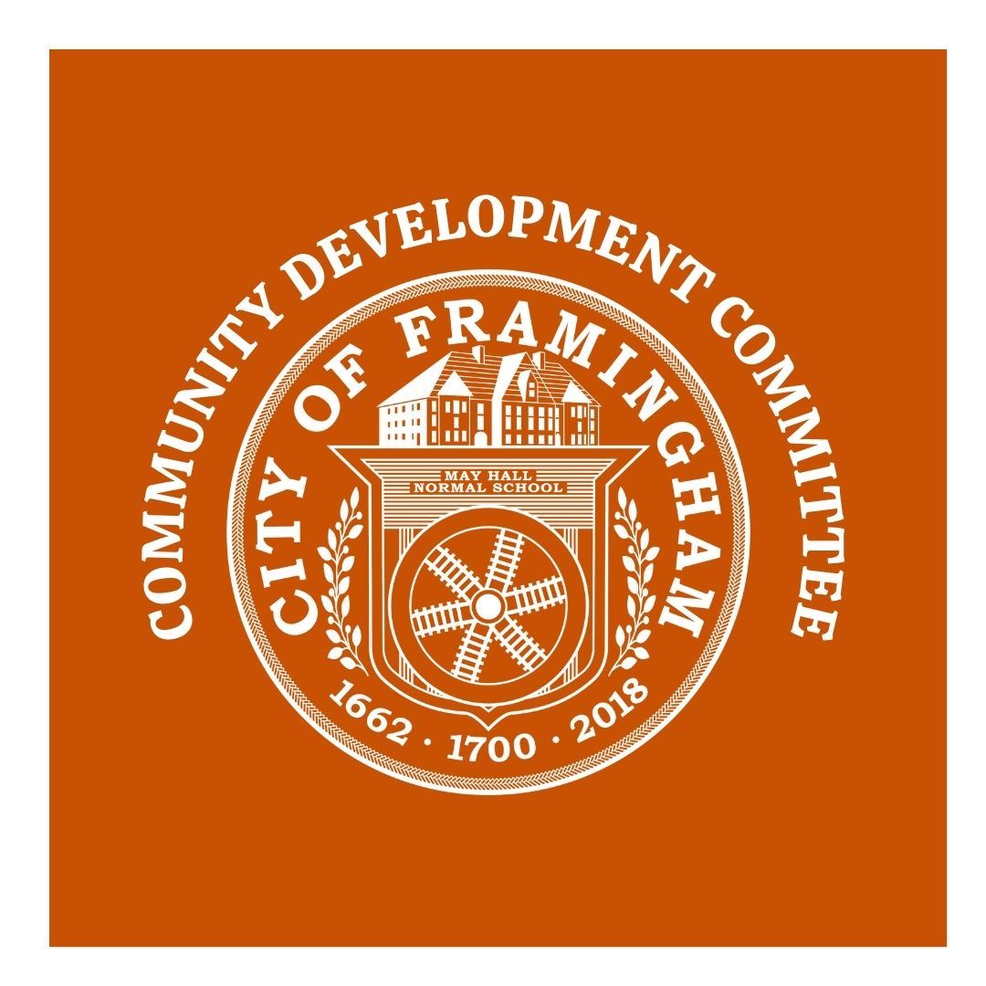 Community Development Committee with white city seal and white border