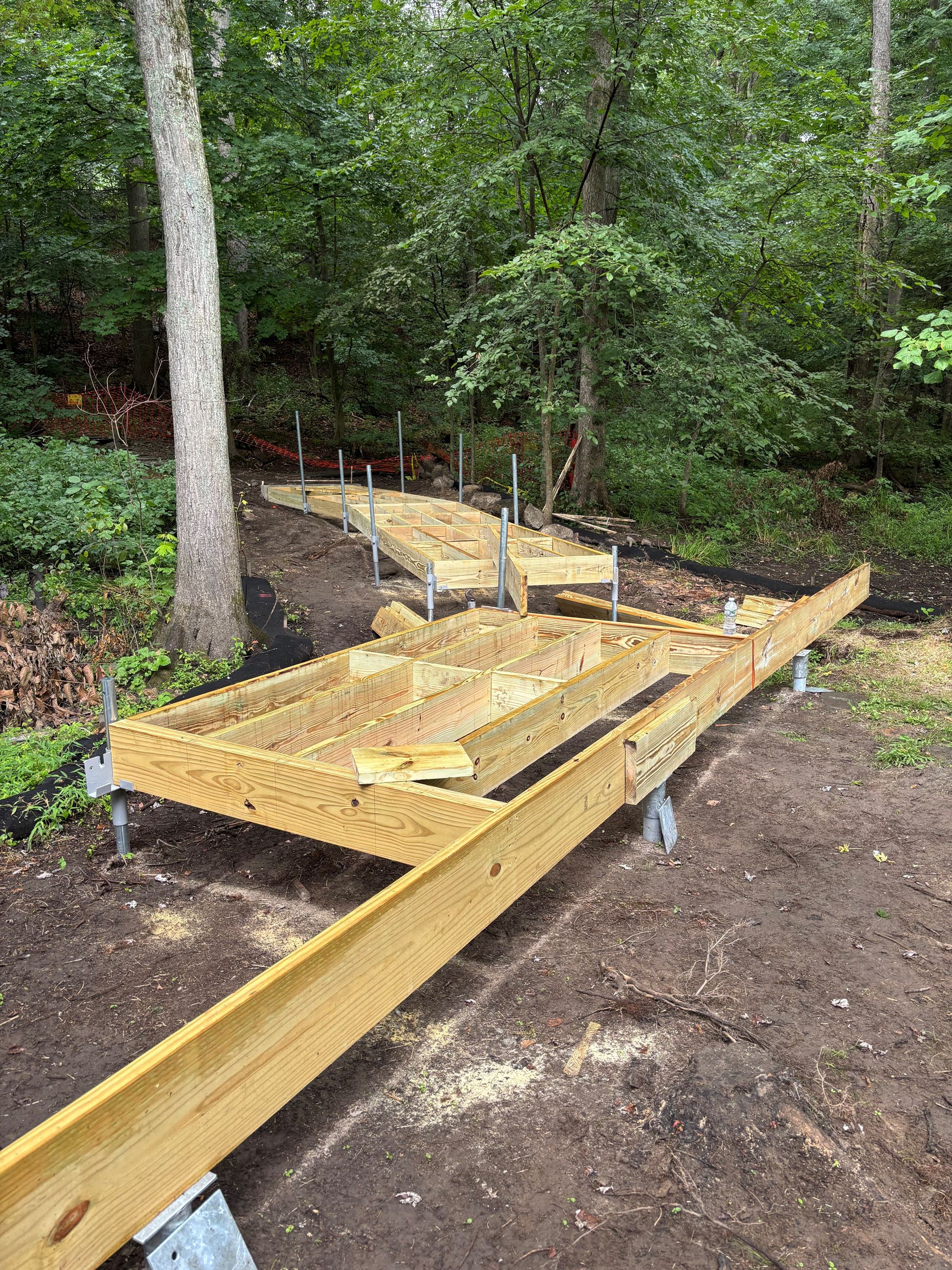 photo of the framing of the new boardwalk