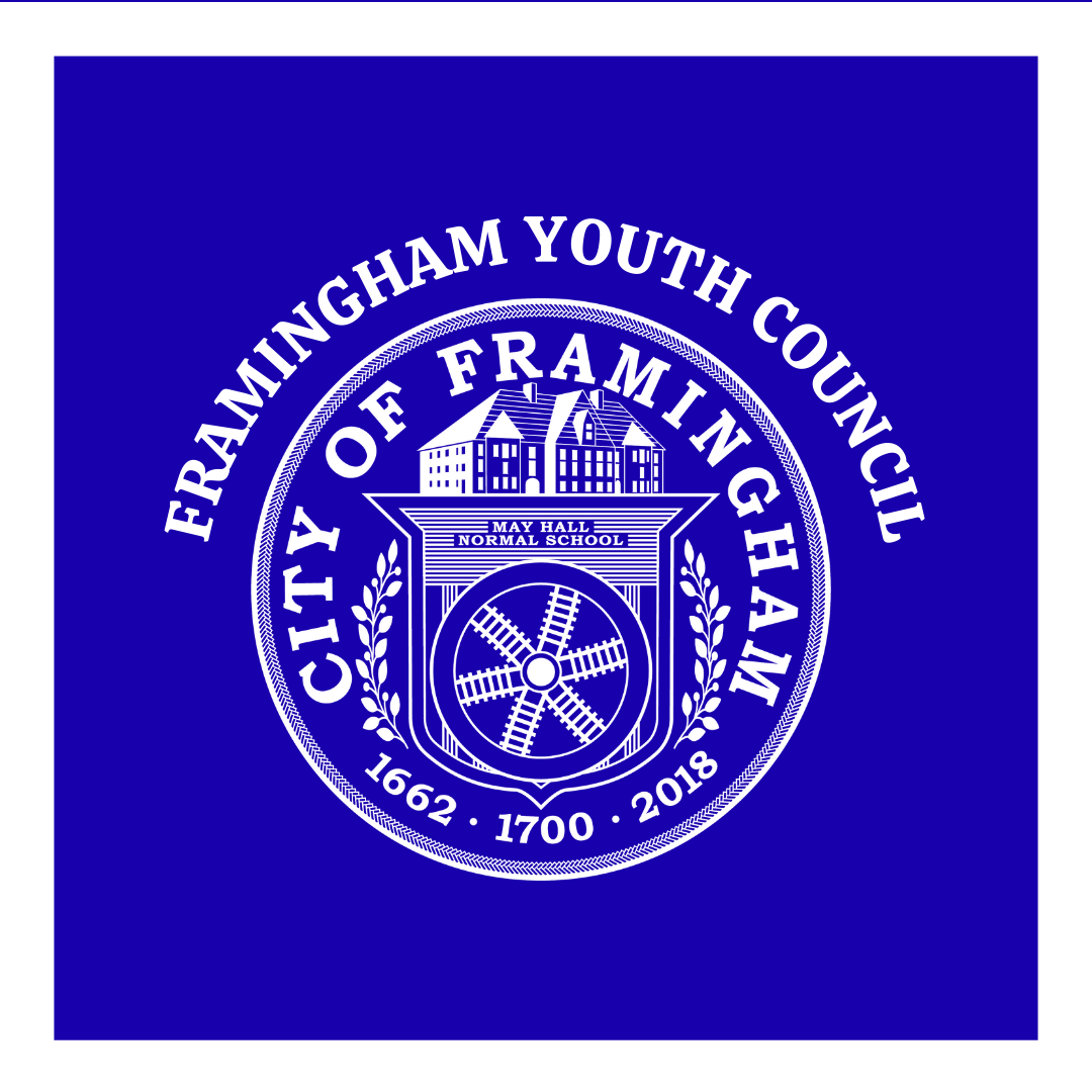 Framingham Youth Council 2025 woth a white seal and a white border