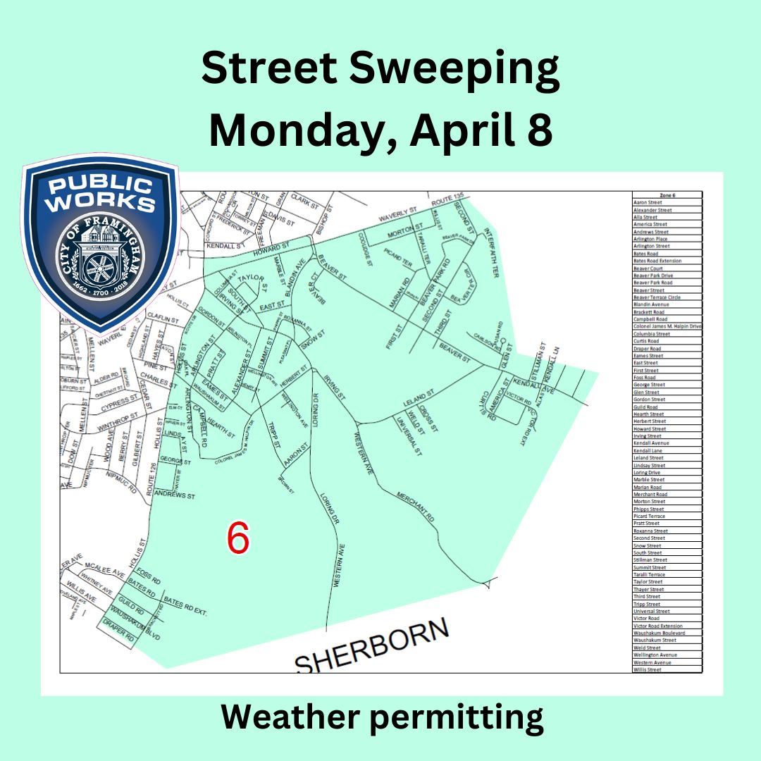Map of Zone 6 of DPW street sweeping for April 2024