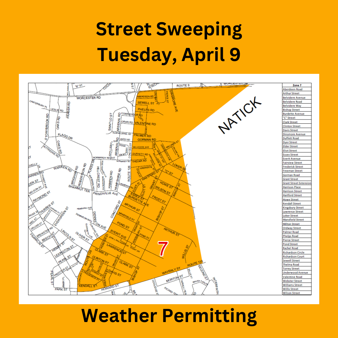Map of zone 7 street sweeping DPW April 2024